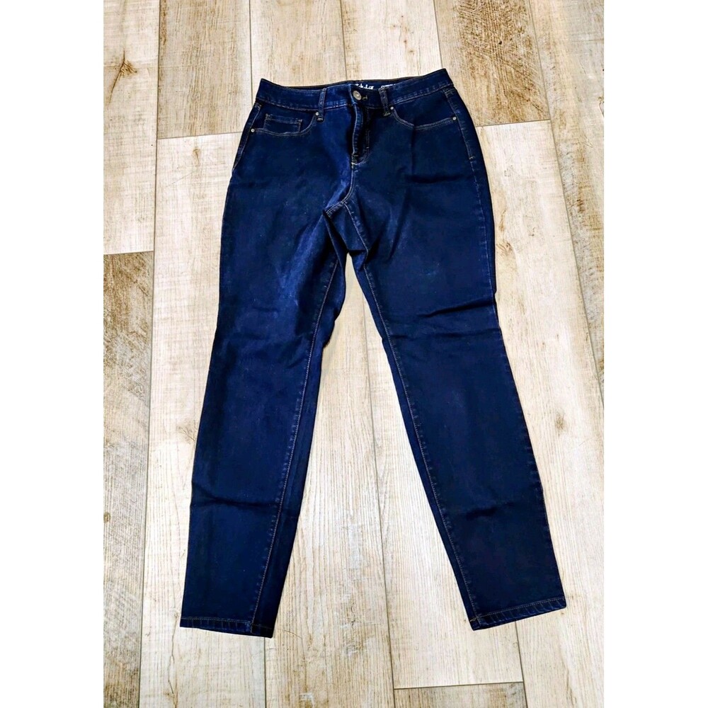 Style & Co Womens Dark Blue Jeans Curvy Skinny Mid Rise Sz 8 28 Waist, 28 Long.